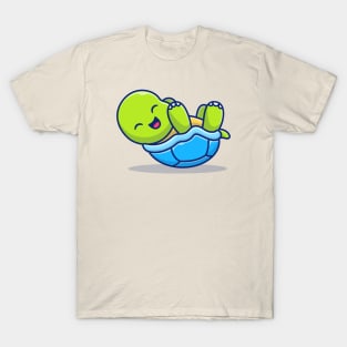 Cute Turtle Laughing And Lying Down T-Shirt